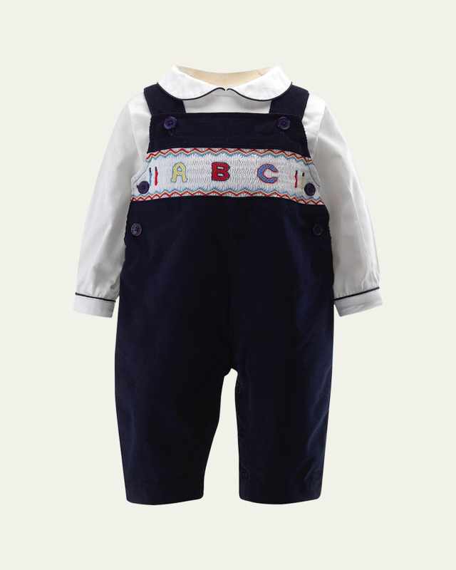 Boy's ABC Smocked Overall W/ Shirt Set, Size 6M-